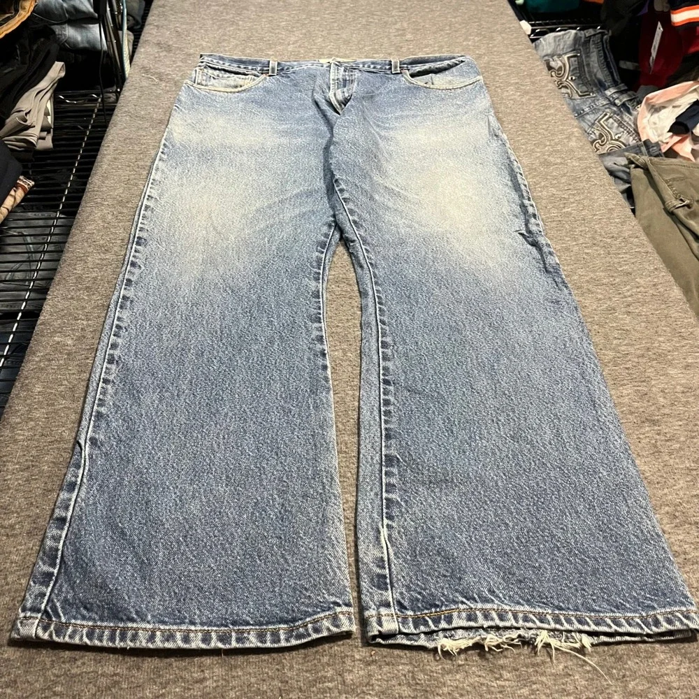 Levis 517 Mens Bootcut Jeans W40 L30 Medium Wash Distressed Blue Denim Flare